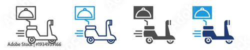 food delivery icon set multiple style