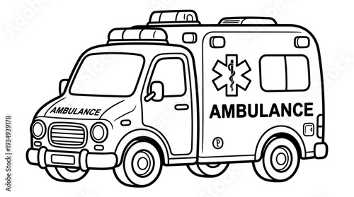 Ambulance vehicle line art