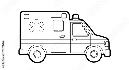 Ambulance vehicle outline illustration