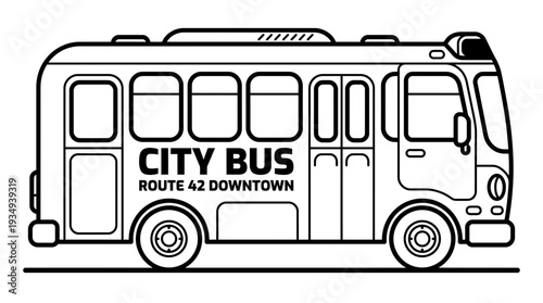City bus line art icon