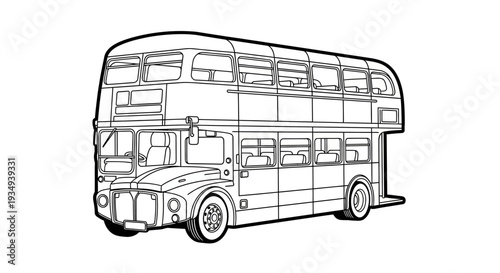 Classic double decker bus line art illustration