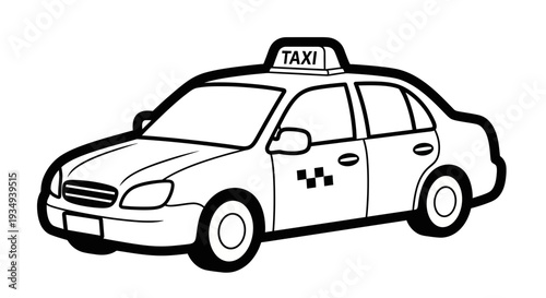 Simple Line Art Taxi Cab Icon