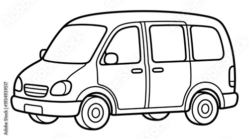 Simple outline drawing of a minivan for coloring
