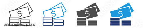 cash icon set multiple style