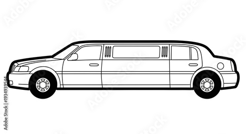 Stretch Limousine Line Art Illustration