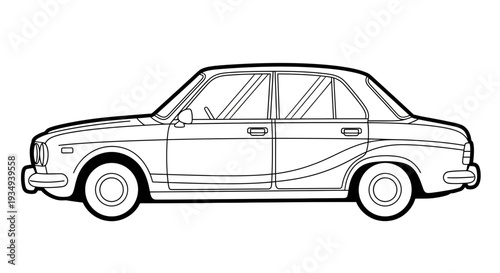 Vintage Car Outline Drawing
