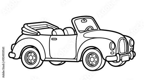 Vintage convertible car line art