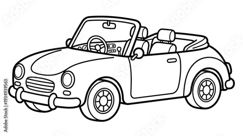 Vintage convertible car line art