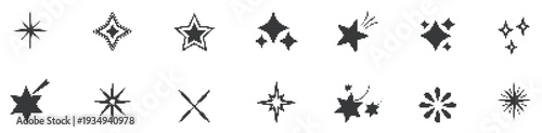 Halftone Sparkle and Starburst Icon Set