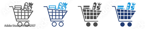 grocery delivery icon set multiple style
