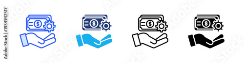 Service Charge Multiple Style Icon Set Vector 