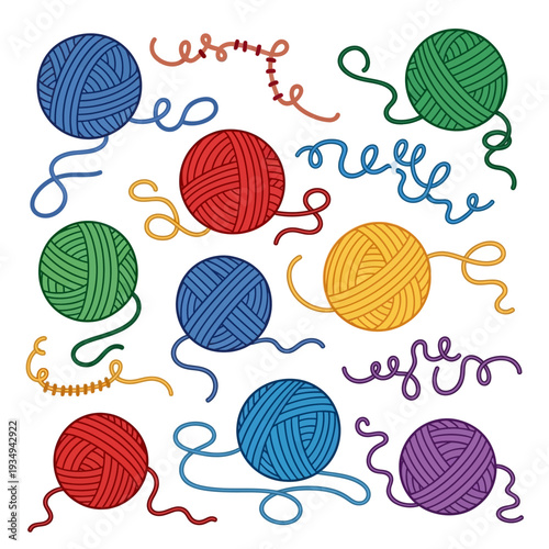 Colorful Balls of Yarn for Knitting.