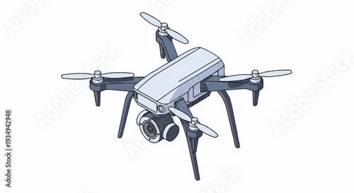 Modern drone with camera flying device illustration.