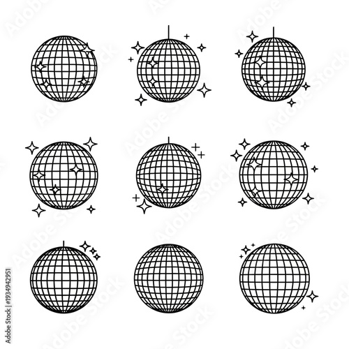 Disco Ball Illustrations in Various Stages.