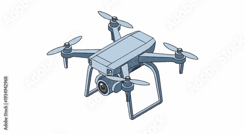 Quadcopter Drone with Camera Isolated on White Background.