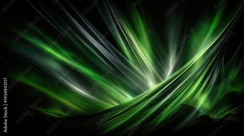 Fototapeta premium Emerald green abstract wave pattern with glowing light effects