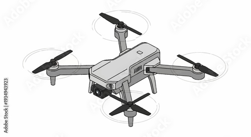 Detailed technical illustration of a quadcopter drone with visible components.
