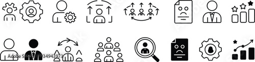 Human Resources and Business Management Icons Set vector illustration
