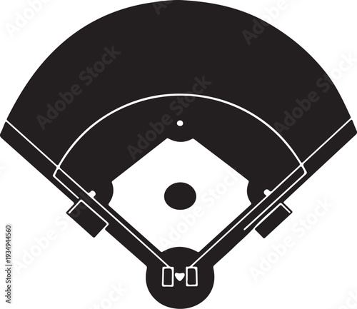 Baseball Field Layout from Above Perspective View Illustration