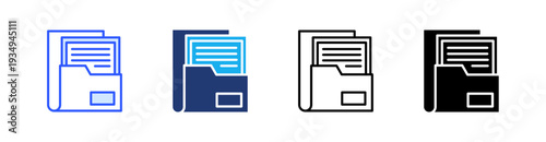 Filing Multiple Style Icon Set Vector 