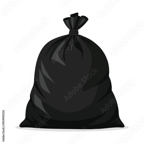 Black trash bag icon on white background
