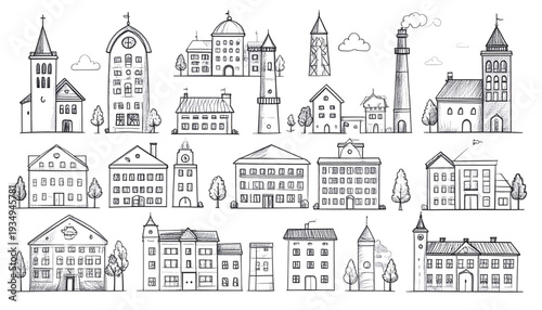 Vintage handwritten recipes and cooking notes on lined paper with illustrations isolated on transparent background