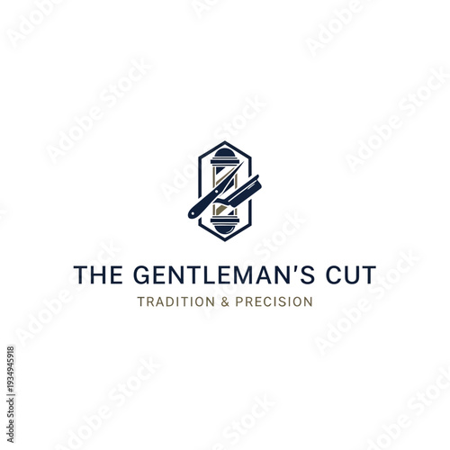 Barber Logo with Scissors and Razor.