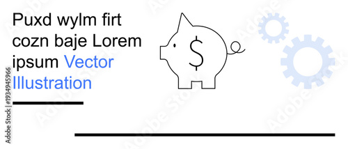 Financial planning, savings, investment, technology, money management, innovation. Minimalist piggy bank with dollar sign and gears. Financial planning and savings