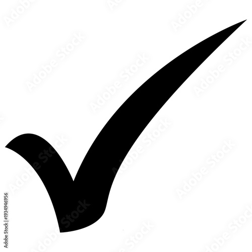 Minimalist Black Checkmark Icon for Approval and Success
