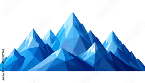 A blue polygonal mountain range on transparent background