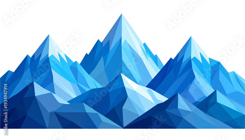 A stylized blue mountain range graphic on transparent background