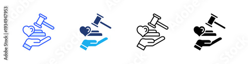 Charity Auction Multiple Style Icon Set Vector 