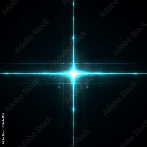 Abstract blue neon light glowing in the dark, simple geometric wallpaper. Minimalist 3d illustration