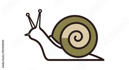 Cute cartoon snail illustration with a spiral shell and antennae, perfect for nature and educational content