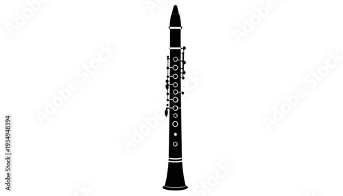 A minimalist illustration of a black oboe on transparent background