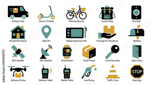 Collection of Delivery and Smart Home Icons for Digital Interface Design