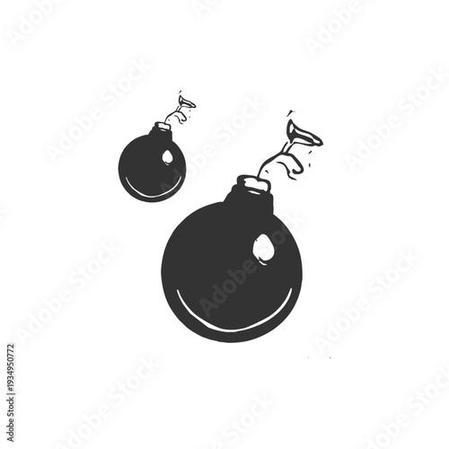 Classic round bomb with burning fuse in bold silhouette style, perfect for war, action, and explosive themed graphics.