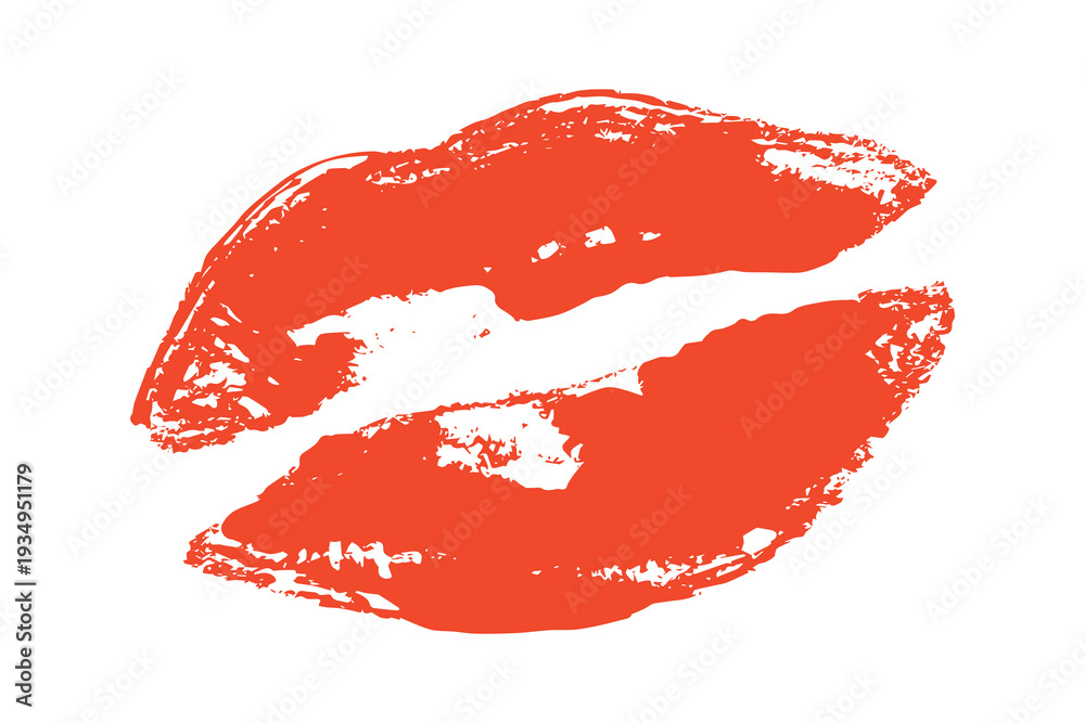 Fototapeta premium Lipstick kiss mark Romantic lip print Imprint of lips kiss Sexy lips makeup Female mouth Love symbol Design element for beauty fashion poster Valentines Day wedding