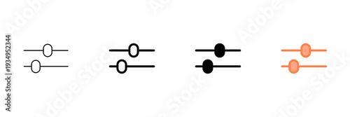 Set of minimalist slider icons with transparent background, depicting adjustable parameters for user interfaces, control panels, settings, and customization elements, vector illustration