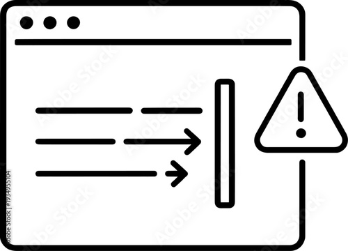 Browser Firewall Data Block Warning Minimal Line Art Illustration. Website Security, Internet Protection, Data Flow Interruption, Alert Concept Minimalist Icon.