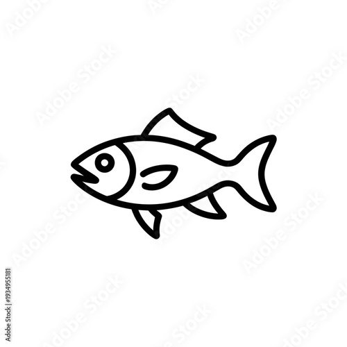 Black line of a fish line silhouette transparent background white background