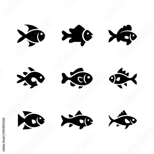 Black silhouette fish silhouettes white background 1 transparent background