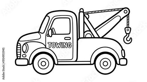 Cartoon Tow Truck Outline