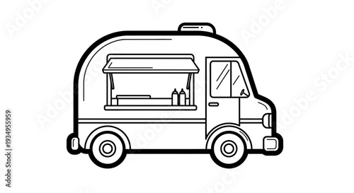 Food Truck Icon - Simple Line Art Illustration