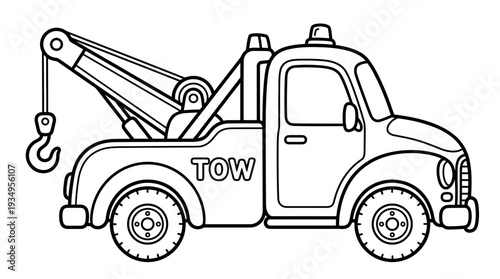 Line Art Tow Truck Illustration