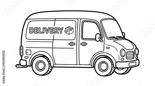 Outline delivery van with "DELIVERY" text and box icon