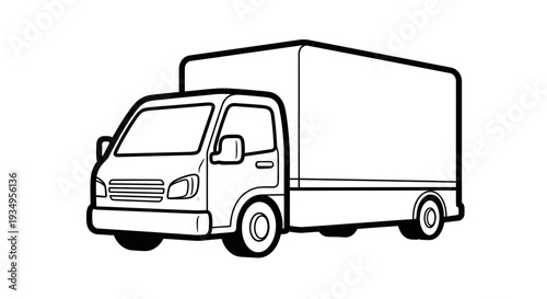 Outline of a box truck on a white background