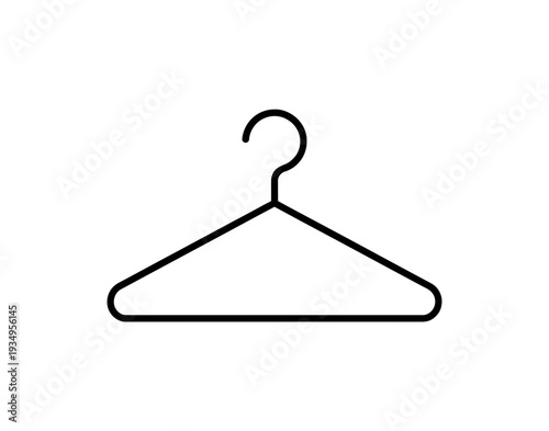 A minimalist vector graphic of a clothes hanger on a white background