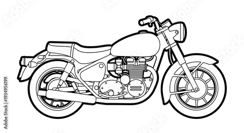 Retro Motorcycle Line Art Illustration