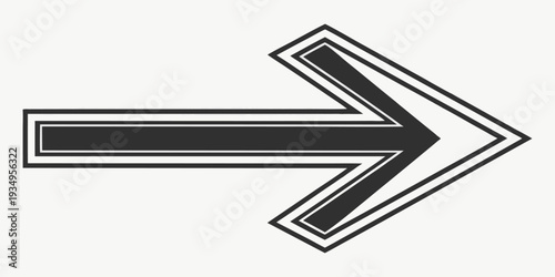 Simple black and white right-pointing arrow shape features a double outlined border design on a plain background.